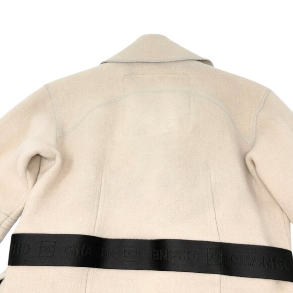 CHANEL Sport Vintage CC Mark Logo Open Front Jacket Belt Beige Black [106213] - Picture 6 of 13